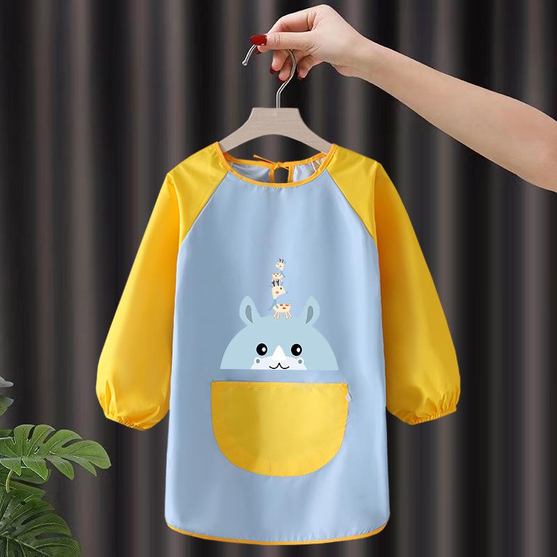 Children's Waterproof Art Smock with Logo - Reversible Apron for Painting and Eating  