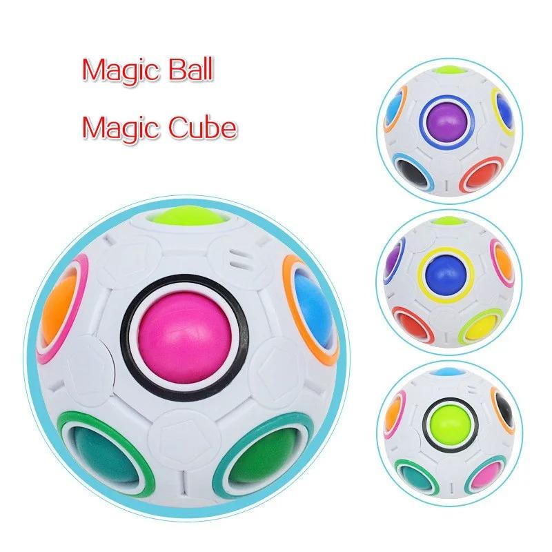 Cubo Antiestresse Bola Arco-Íris Quebra-Cabeças Cubo Mágico de Futebol Brinquedos Educativos de Aprendizagem para Crianças Adultos Crianças Brinquedos Aliviadores de Estresse
