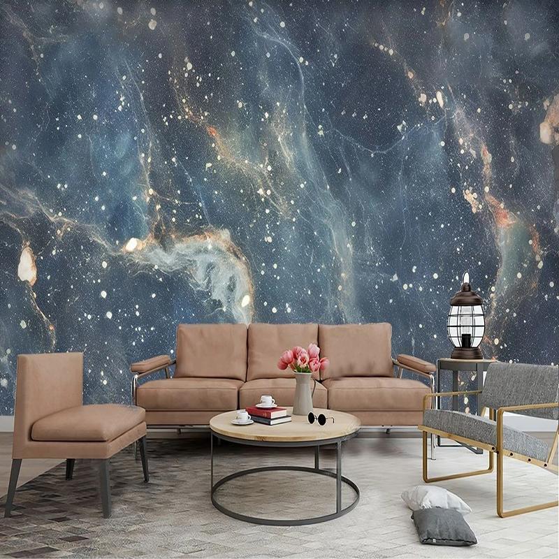 Modern Fashion Starry Blue Marble Wallpaper Living Room TV Sofa Bedroom Blue Background Wall Decor Papel De Parede 3D Murals