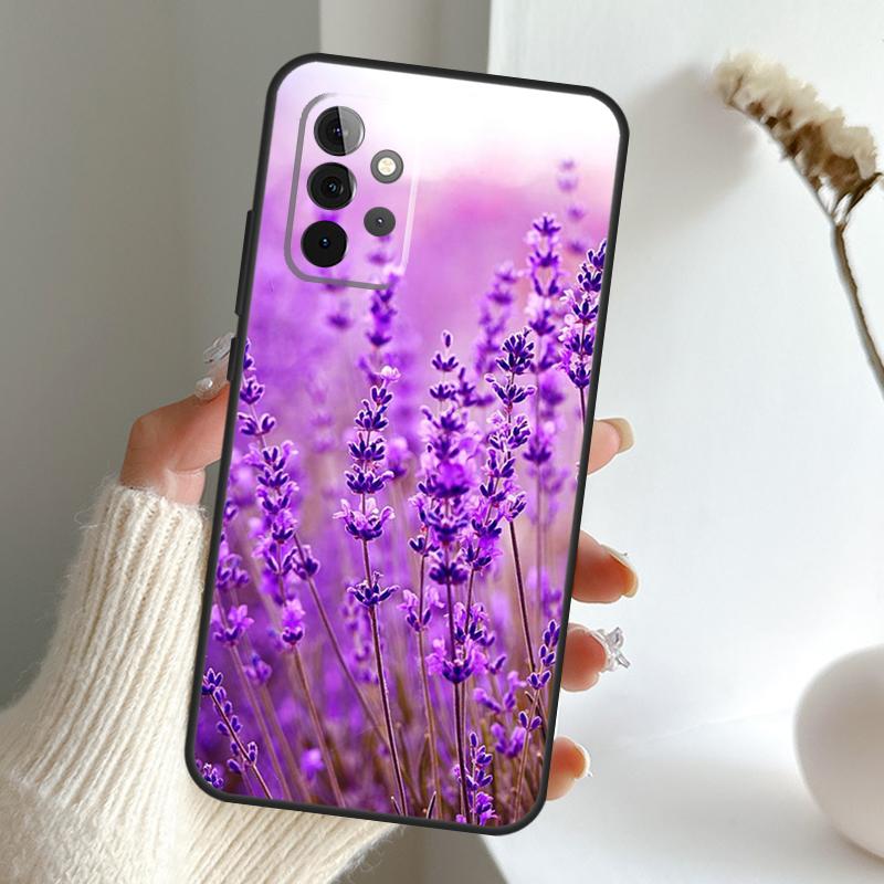 Lavender Purple Flowers Case For Samsung Galaxy A13 A33 A53 A06 A17 A56 A36 A26 A16 A15 A35 A55 A34 A54 A52 A12 A32