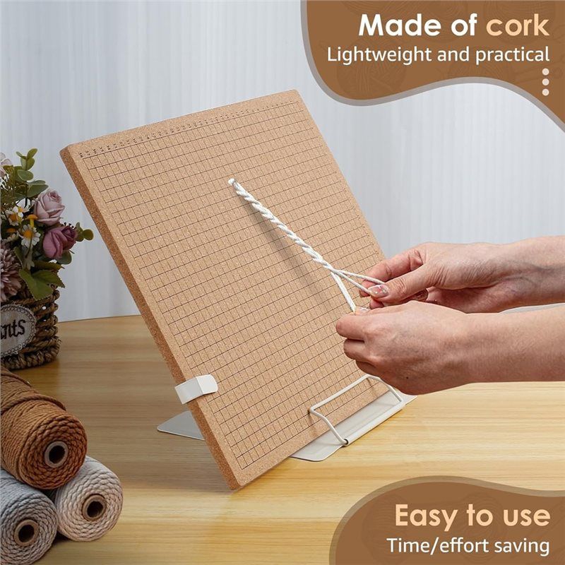 12X16 Inch Double Side Macrame Project Board With Metal Adjustable Holder, Macrame Board For Knotting Braiding Cording