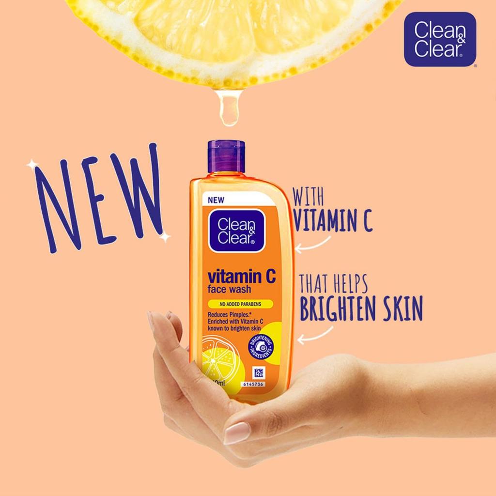 CLEAN & CLEAR Vitamin C Gesichtswaschgel 240ml Packung mit 1 Aufhellend Täglich Sanfte Hautpflege Für Jugend
