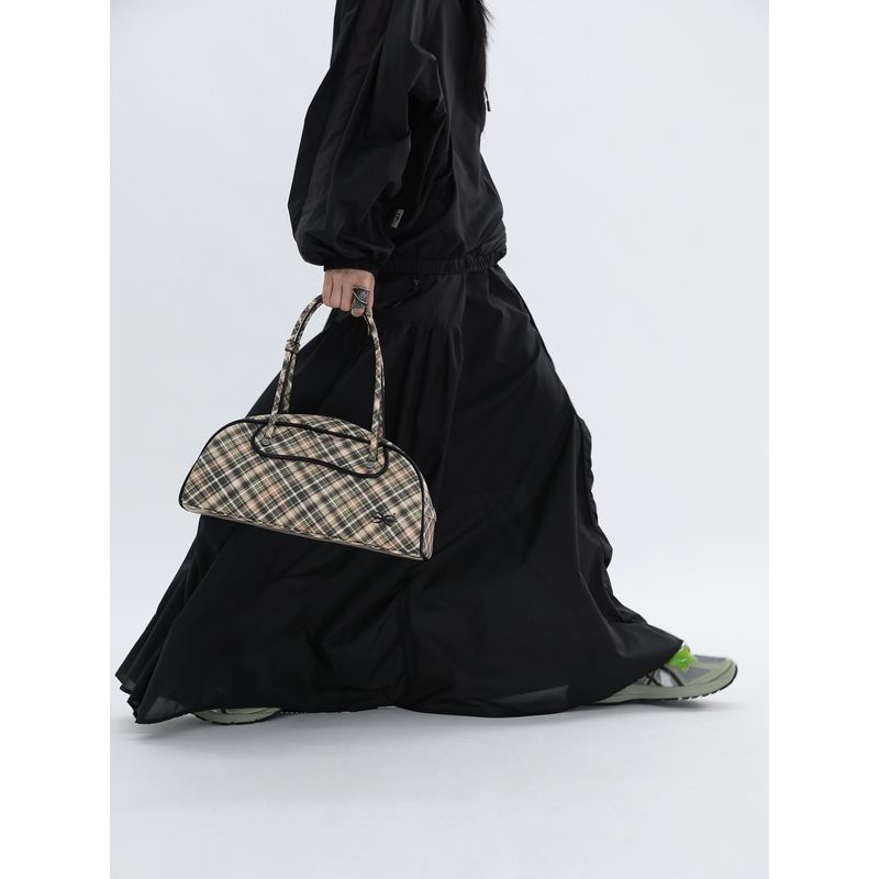 

Myfuzzykon Original Design Sports Sense Retro One-Shoulder Portable Bowling Bag Gray/Plaid Plaid