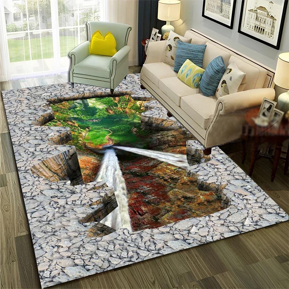 3D Illusion Vision Hallucination HD Carpet Rug for Home Living Room Bedroom Sofa Doormat Decor,Child Area Rug Non-slip Floor Mat
