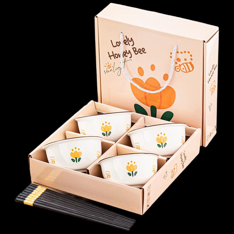Tulip Ceramic Bowl & Chopstick Gift Set