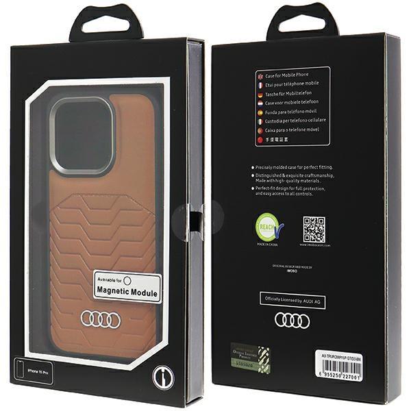 Audi Synthetic Leather Magsafe Iphone 15 Pro 6.1 Brązowy/Brown Hardcase Au-Tpupcmip15P-Gt/D3-Bn
