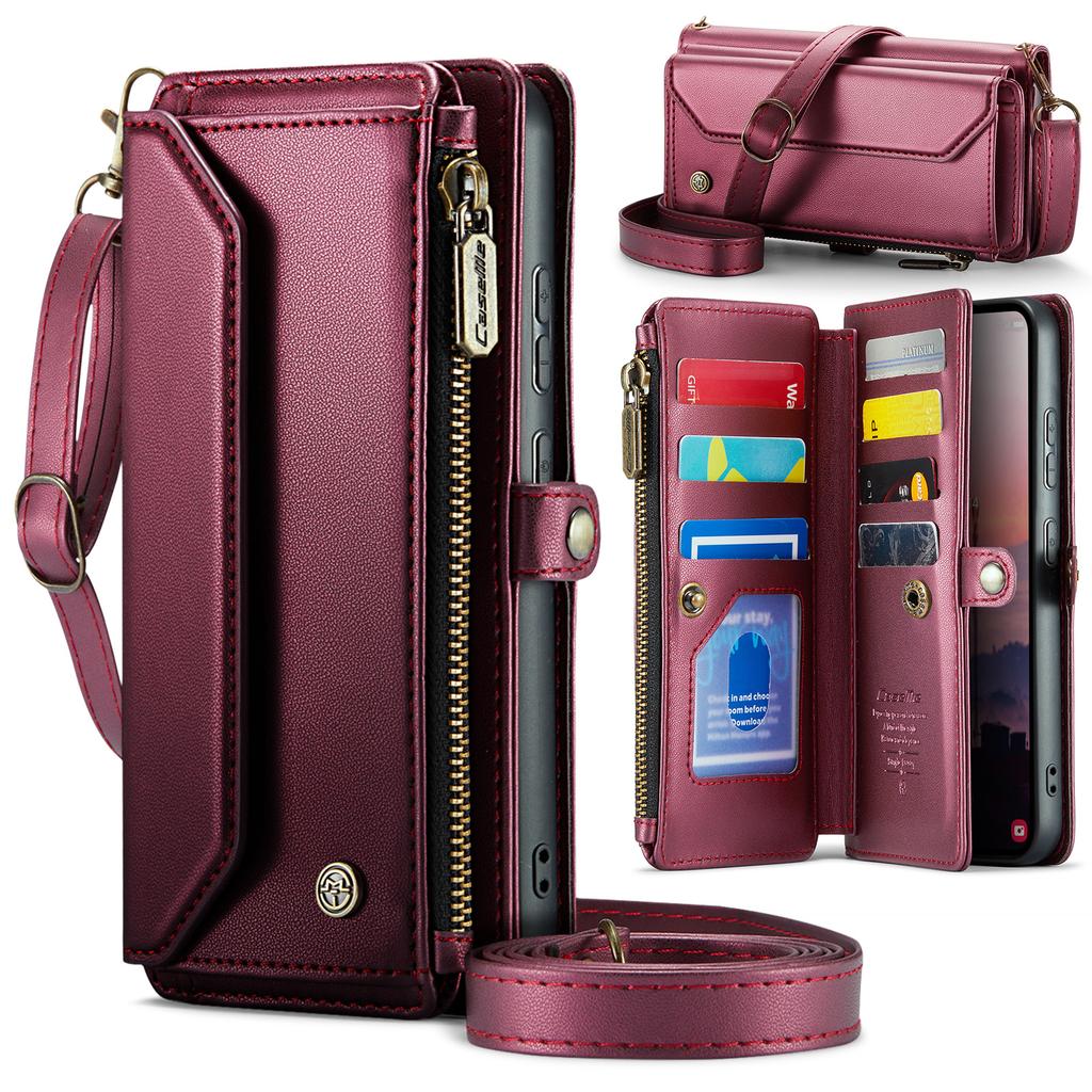 CaseMe Crossbody Wallet Case For Samsung Galaxy S26/S26+/S26 Ultra Zipper Wrise Multi-functional Flip PU Leather Card Holder Cover Protectives Skins