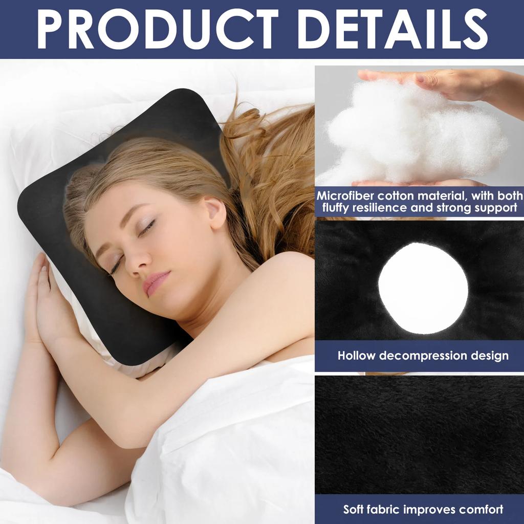 Ear Piercing Pillow Cotton O Type Hollow Design Side Sleeping Pillows Soft and Comfortable Donut Pillow for Home Travel Office
