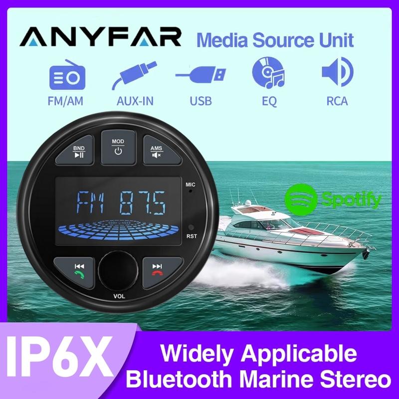 Boat Radio Media Player Marine Stereo MP3 Waterproof Bluetooth Audio Radio FM AM Receiver Fit for Harvesters ATV UTV SPA RZR