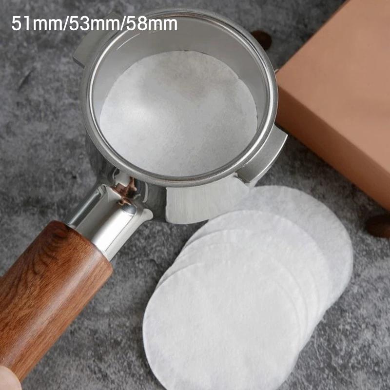 100 Pcs/box Coffee Filter Paper 51mm/53mm/58mm Coffee Machine Handle Secondary Water Separation Filter Paper Coffee Accessories