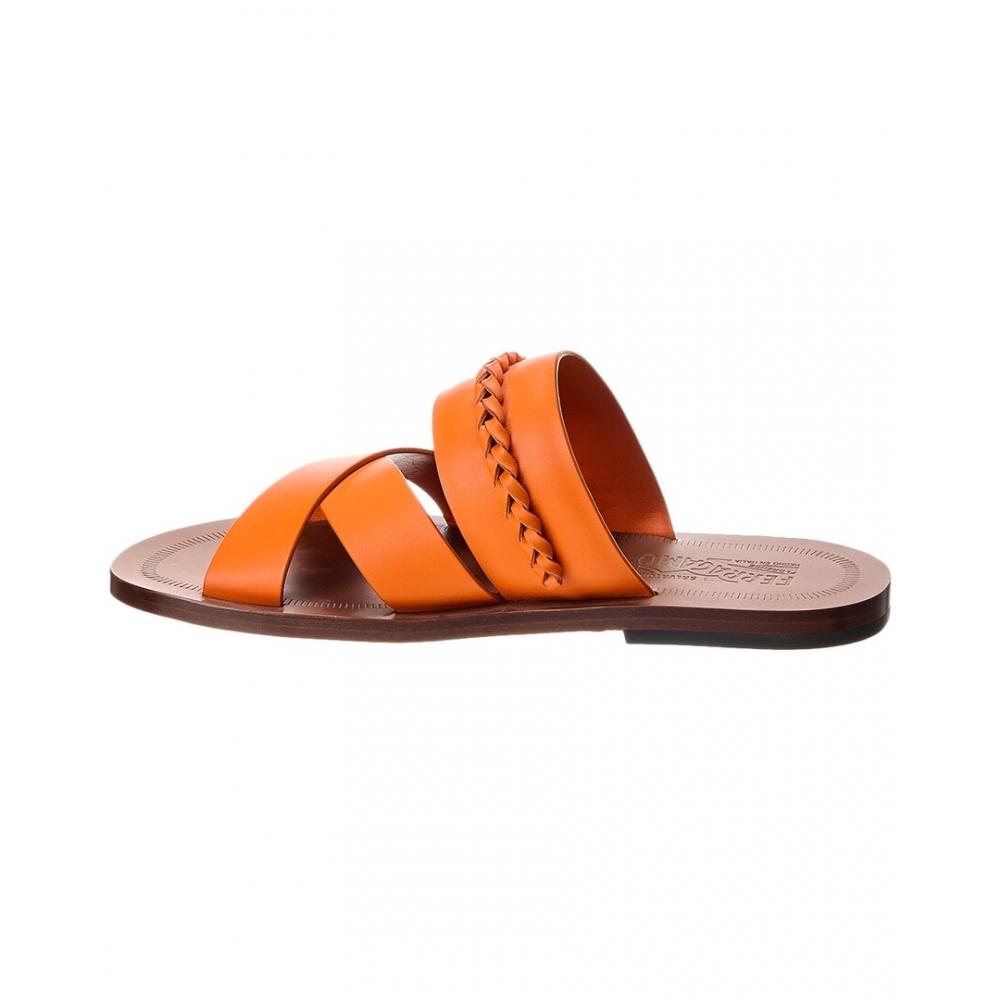 Salvatore Ferragamo Ferragamo Giotto Leather Sandal Orange