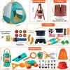 Kids Camping Set 50pcs with Tent & Space Projector Flashlight- Outdoor Campfire Toy Set for Toddlers Kids - Pretend Play Camp Gear Tools for Birthday