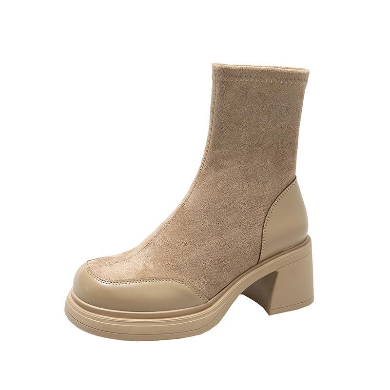 

Ботинки Martin на высоком каблуке женские 2025 осень и зима новые квадратные короткие ботинки на толстом каблуке маленькие одинарные ботинки знаменитости в Интернете эластичные тонкие ботинки 40