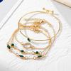 Chain Design Suitable For Daily Wear Stackable Bracelets Green Round Artificial Crystal Classic 4pcs/set Of For Holidays Women's A Gift