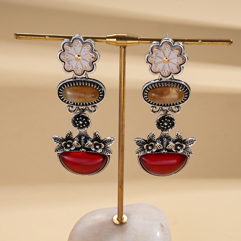 Oval Flower Earrings for Women, High-end Earrings