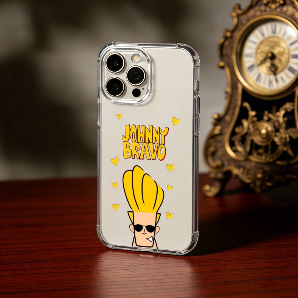 J-Johnny B-Bravo Anime Phone Case For iPhone17,16,15,14,13Pro Max,us,Soft Silicone Transparent Cover