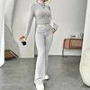 2 ks/sada Podzim Zima Dámské Top Kalhoty Set Polovysoký límec Dlouhé Rukávy Mikina Slim Fit Vysoká