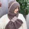 Fleece Knitted Snow Hat Women Keep Warm In Winter Mother Cycling Cold Windproof Hat Middle-aged and Elderly Scarf Integrated Thickening