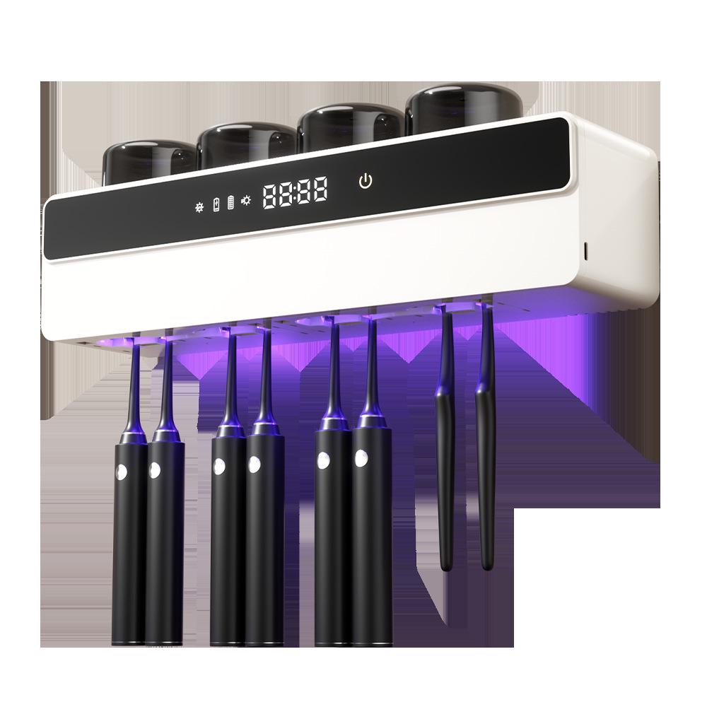 Chytrý nástěnný držák na zubní kartáčky UV dezinfektor se sušením a úložným kelímkem