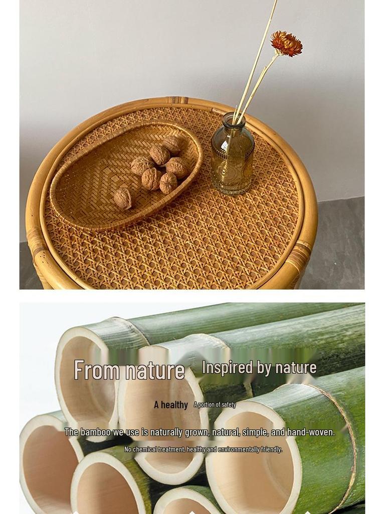 Smoked Bamboo Oval and Round Basket Set: Storage, Sieving, Winnowing, and Fruit or Bun Presentation