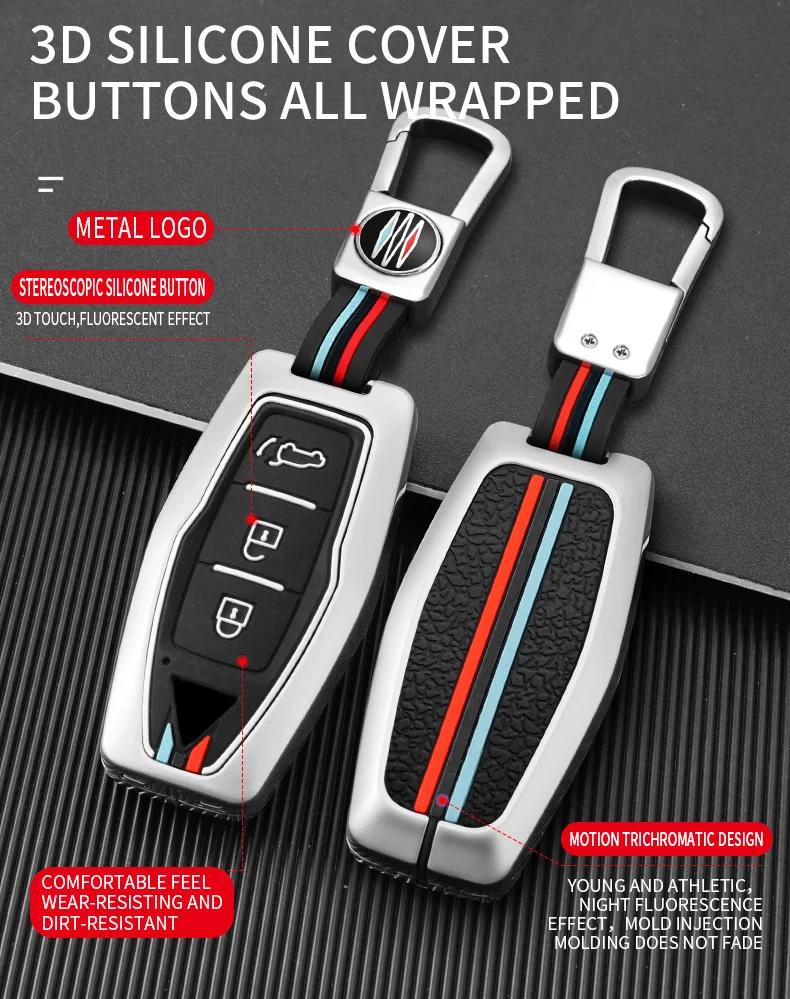 Zinc Alloy + Silicone Car Key Case Cover Shell Fob For Mitsubishi Outlander 2022 2023 2024 Control Car Interior Accessories