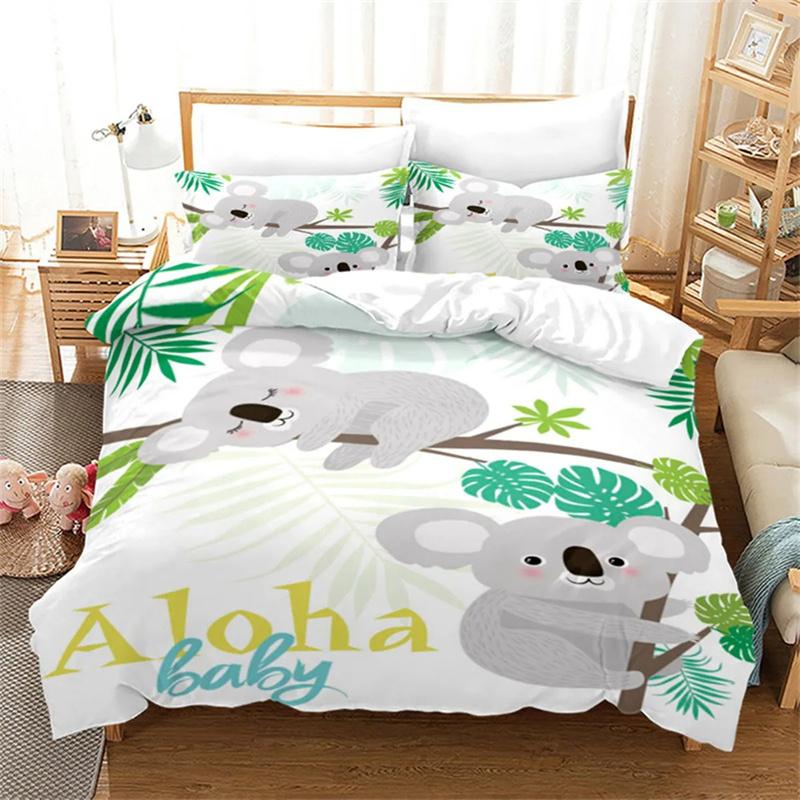 Cartoon Koala Duvet Cover Microfiber Cute Animal Print Queen King Size for Boys Girls Kids Room Decor
