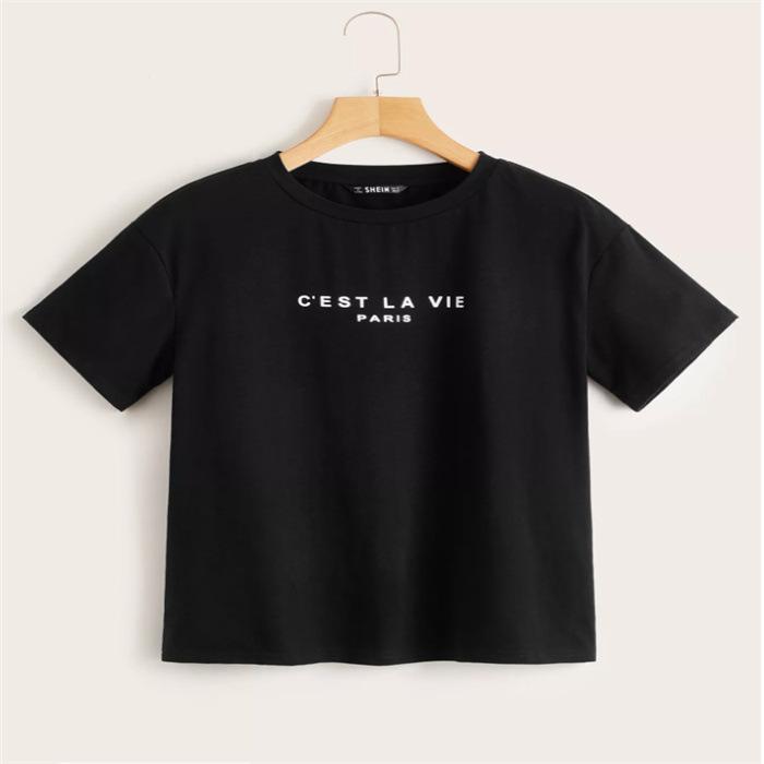 Summer Round Neck Printed Top Fashionable Casual Cute Short Sleeved Women's Pure Cotton T-shirts
