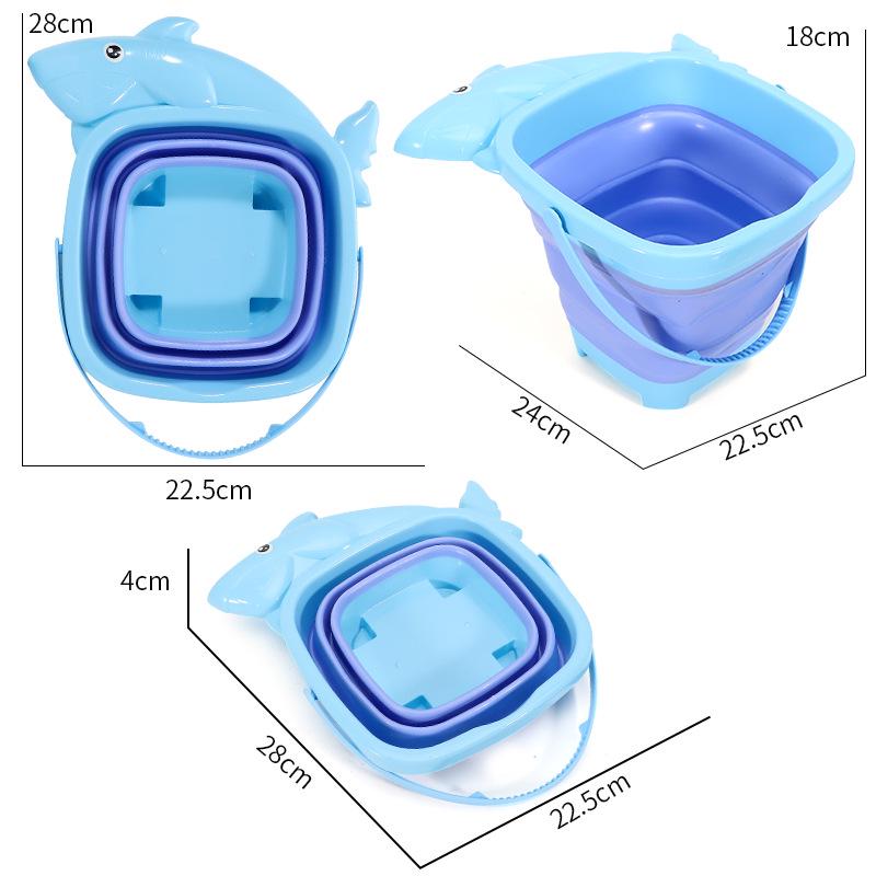 Children's 11-Piece Beach Sand Play Set - Folding Bucket and Shovels