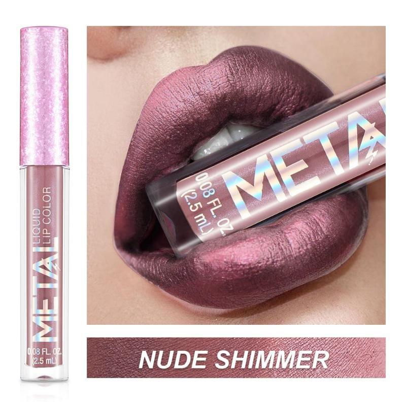 Metallic Liquid Lipstick Lip Gloss with Shimmer Non-Stick Cup Lip Lacquer Makeup
