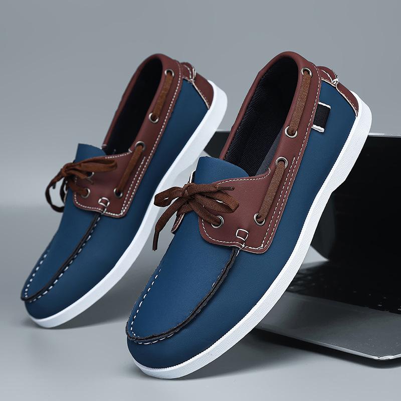 Personalized Summer Men's New Lace-up British Style Versatile Doudou Shoes Breathable Casual Work Commuting Lazy Shoes
