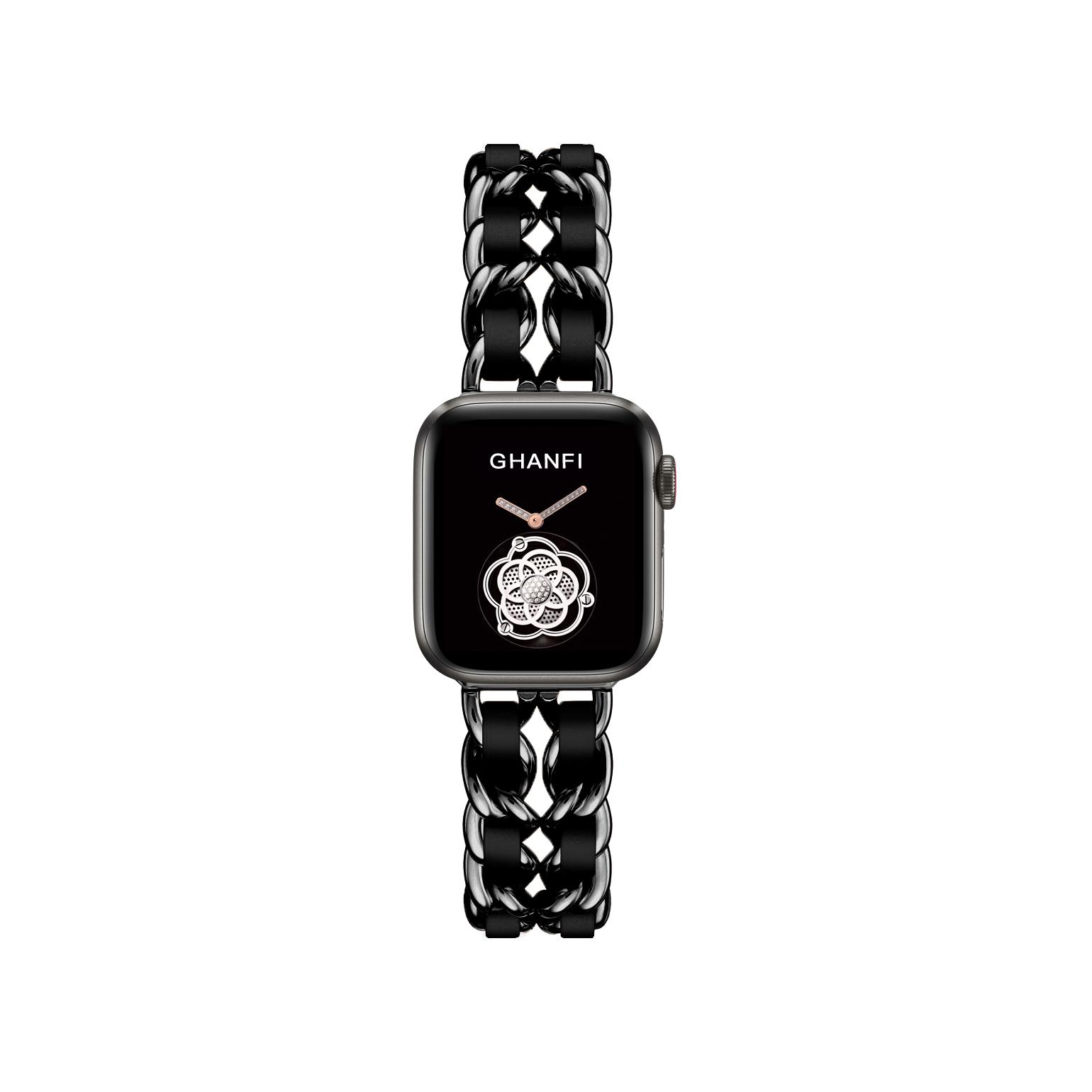 

Ремешок из нержавеющей стали для Apple Watch series 6 SE, ремешок 40 мм, 44 мм, кожаный браслет iWatch 5, 4, 3, браслет Correa, аксессуары для ремешка 38 мм, 42 мм 40mm серый/чёрный