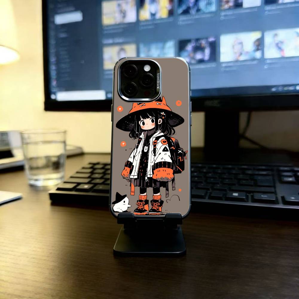 Kawaii Illustration Phone Case For iPhone 17,16,15,14,13,12,11 Plus,Pro Max,XS,Colorful Silver Phone case Funda Cover