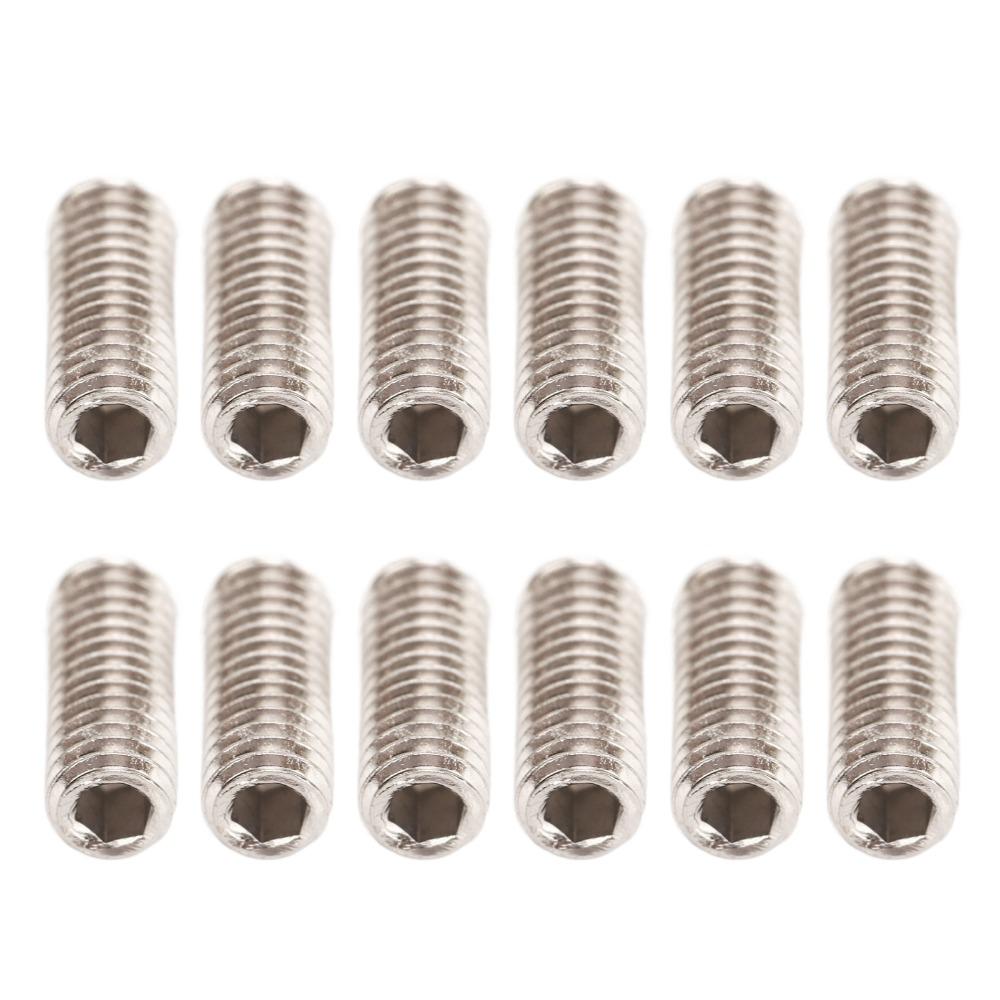 12 PZ Viti Sellette Ponte Metallo Argento Kit Ferramenta Ponte Chitarra Per Chitarra Elettrica