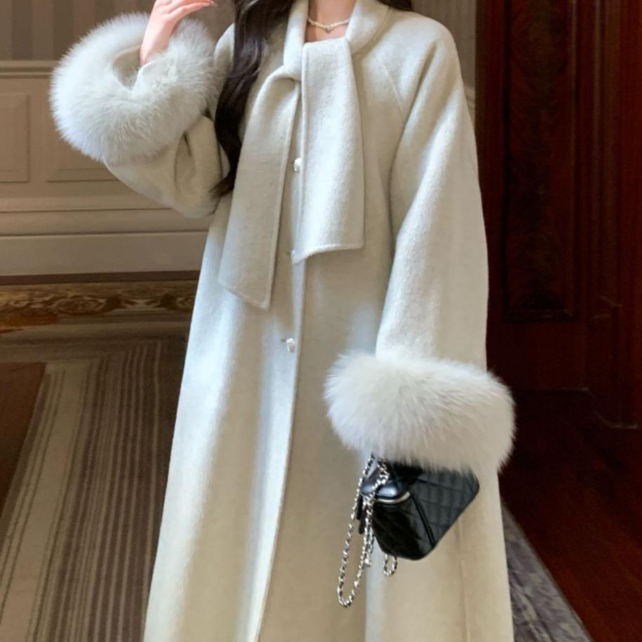 

2025 Winter Korean Style Mid-Length Woolen Coat – Double-Sided Plush, Fashionable, Warm Outerwear XL [141-165 lbs]