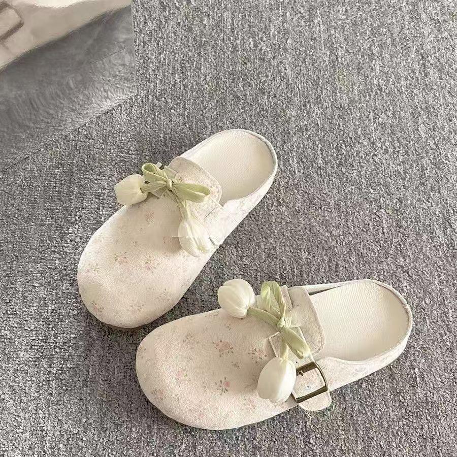 Versatile bag head half-drag women's shoes wear new summer one-pedal shoes