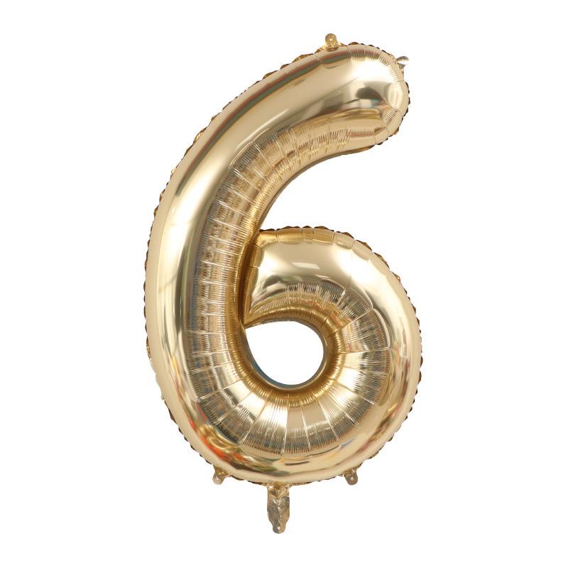 1PCS 40 Inch Large White Gold Light Gold Digital Foil Balloon for Girls' Birthdays Helium Big Number0-9 Balloon Decoration
