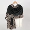Hot-selling new fashionable and elegant cashew embroidered edge long scarf scarf fashionable solid color bag head shawl women