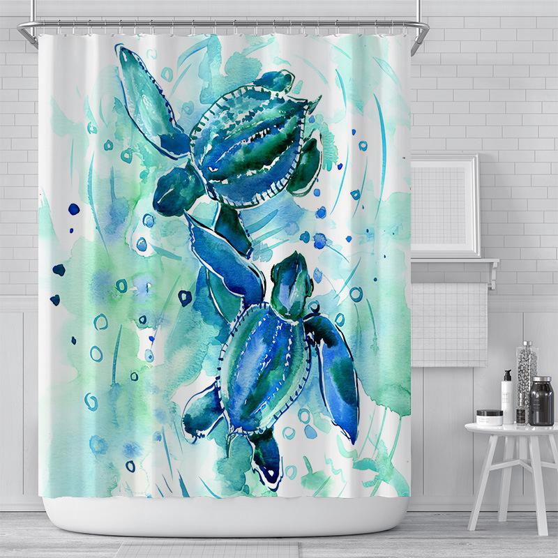 

Занавеска для душа с животными морского дна, 3D-принт, водонепроницаемая полиэстеровая занавеска для ванной, морская черепаха, моющаяся, декор для ванной, шторы 100x180cm 120g M2