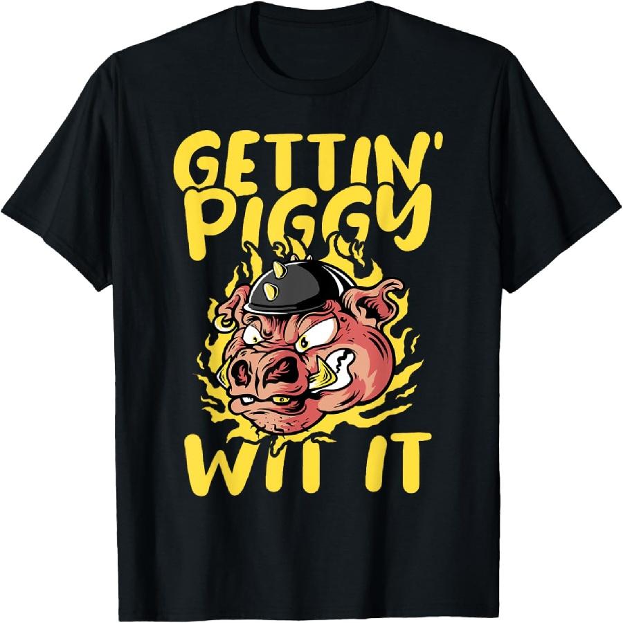 Pig Roast Barbecue Getting Piggy Wit It BBQ T-Shirt S