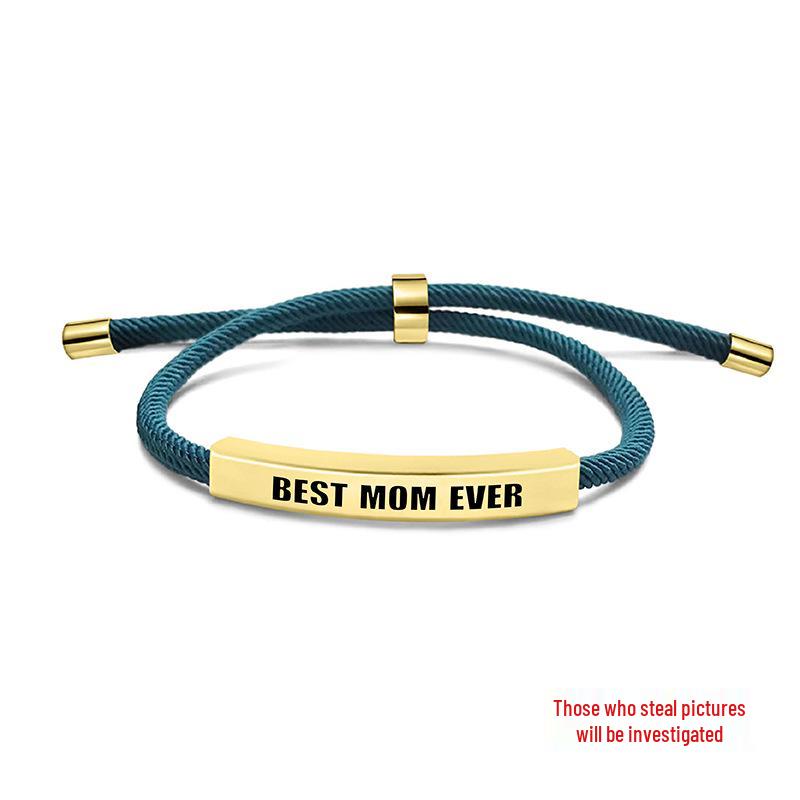 Multi-color Woven Rope Bracelet with Engraved Stainless Steel for Mother's Day or Christmas Gift