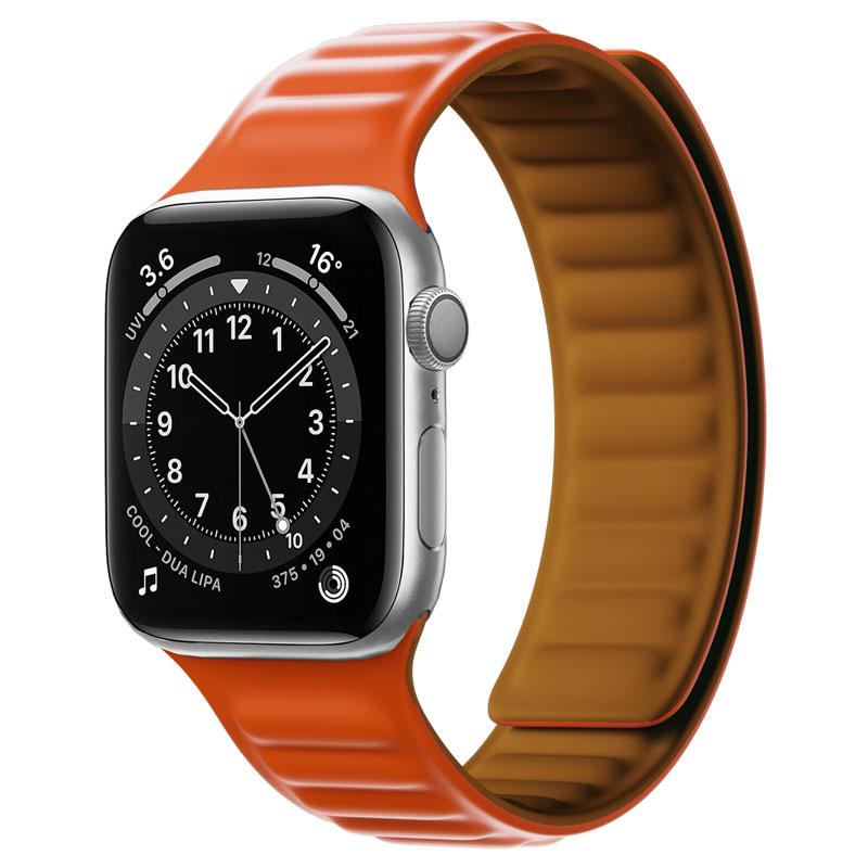 Silicone Link strap for Apple watch band 44mm 40mm 45mm 41mm 46mm 49mm Magnetic Loop bracelet iwatch series SE 7 8 9 ultra 2 10