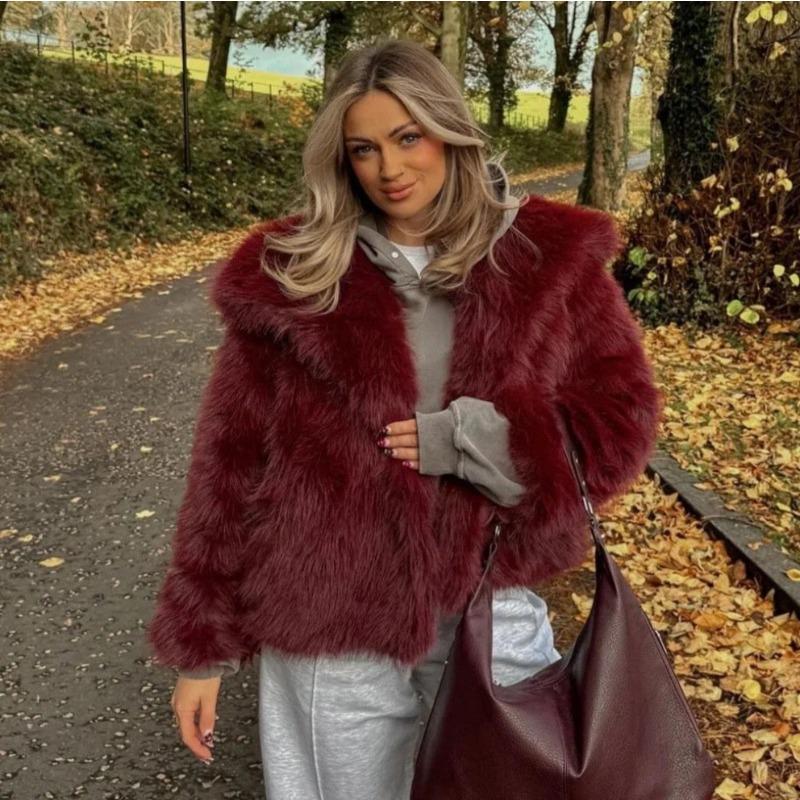 Wind Imitation Fur Jacket Women's Short Lapel Loose and Thin Toka Plush Warm Fur Coat