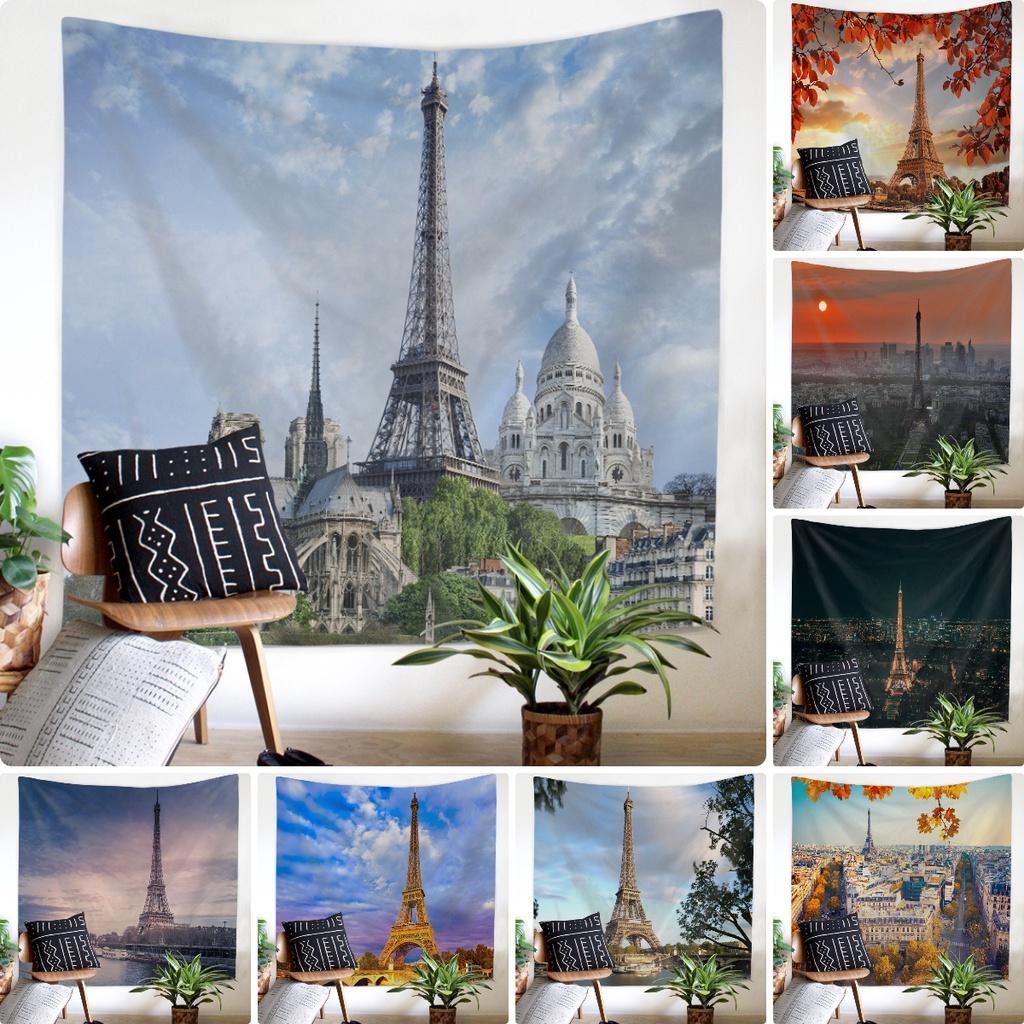Nordic Paris Eiffel Tower Landscape Polyester Tapestry For Renting House Renovation Student Dormitory Wall Background Hanging Cloth