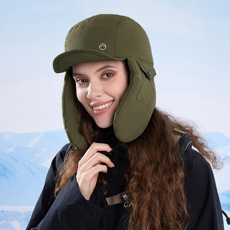 Căciulă Caldă de Bumbac de Iarnă pentru Femei, pentru Ciclism în Aer Liber, Rezistentă la Vânt, cu Protecție pentru Urechi, Căciulă Bomber pentru Cap Mare