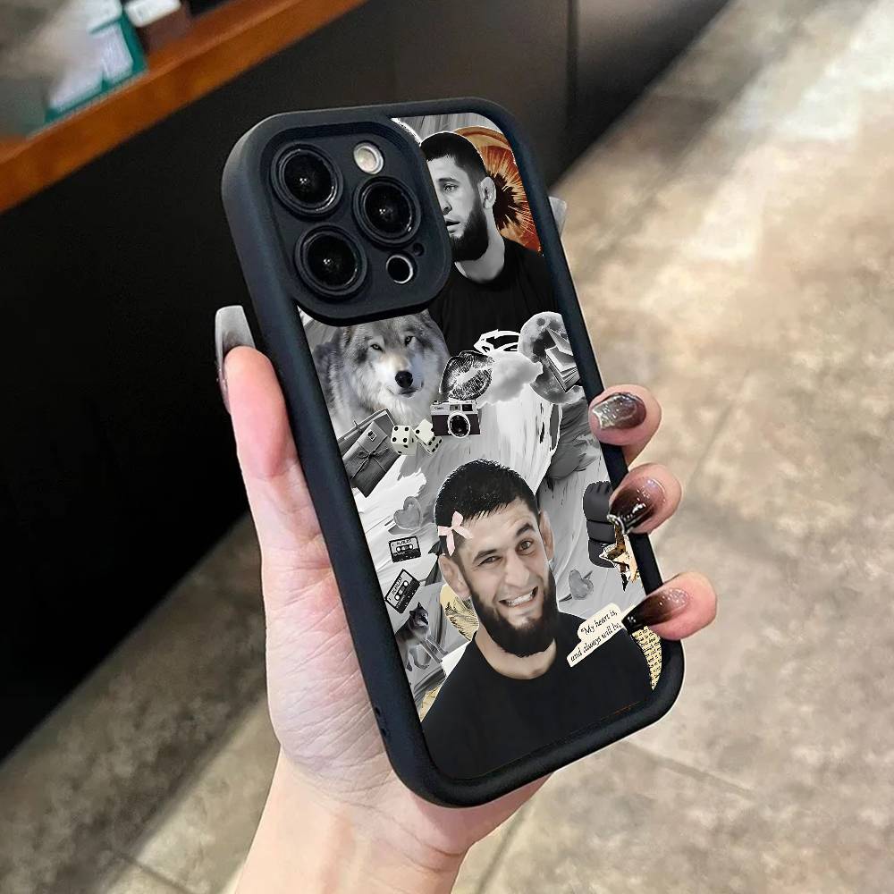 

K-Khabib N-Nurmagomedov Phone Case For iPhone 17,16,15,14,13,12,11,Pro,Max,Plus,X,XS,SE4,E,Mini Black Thickened border Case iPhone 11 ProMax