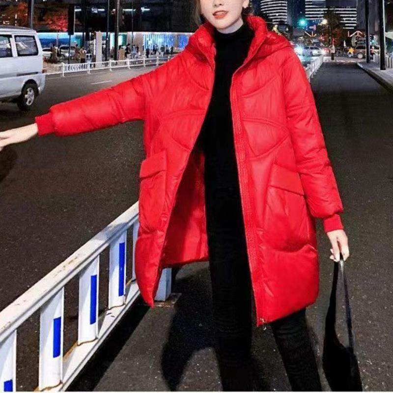 Women Winter Cotton Jacket 2025 New Women Warm Thicken Cotton Coat Korean Loose Bread Clothing Winter Long Hooded Parkas Outwear