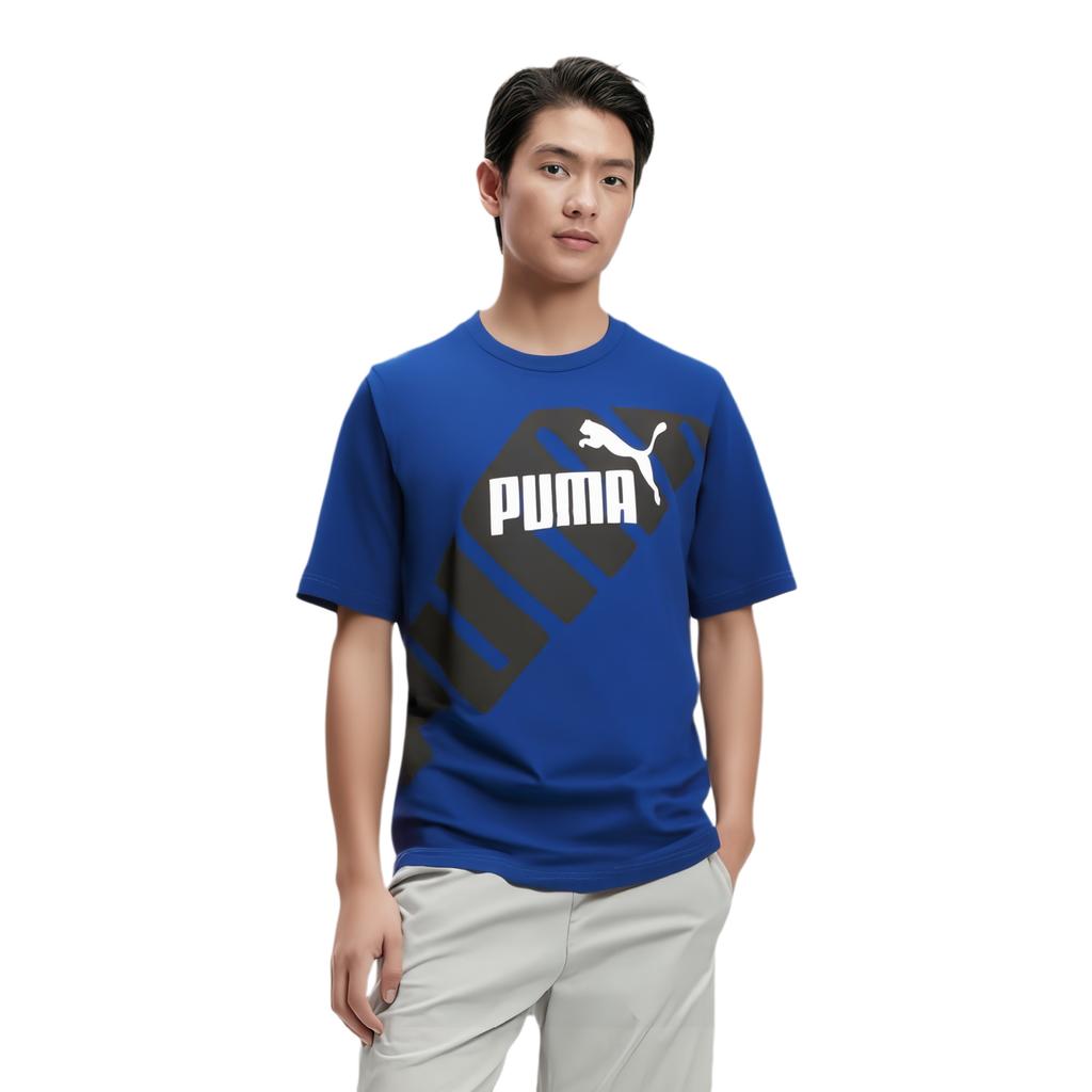 Puma Power Graphic Breathable Short Sleeve T-Shirt Men Tops Blue 682171-17