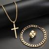 European Style Cross Ring Necklace and Bracelet Set: Unisex Simple Sweater Chain Accessories