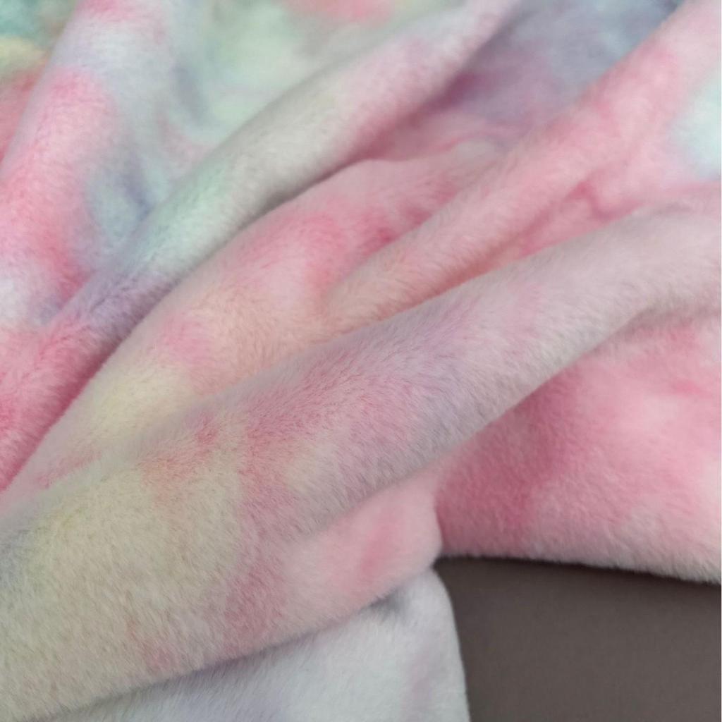 Gradient Tie-Dye Rabbit Fur Plush Fabric for Clothing, Bags, Toys, and Home Textiles.
