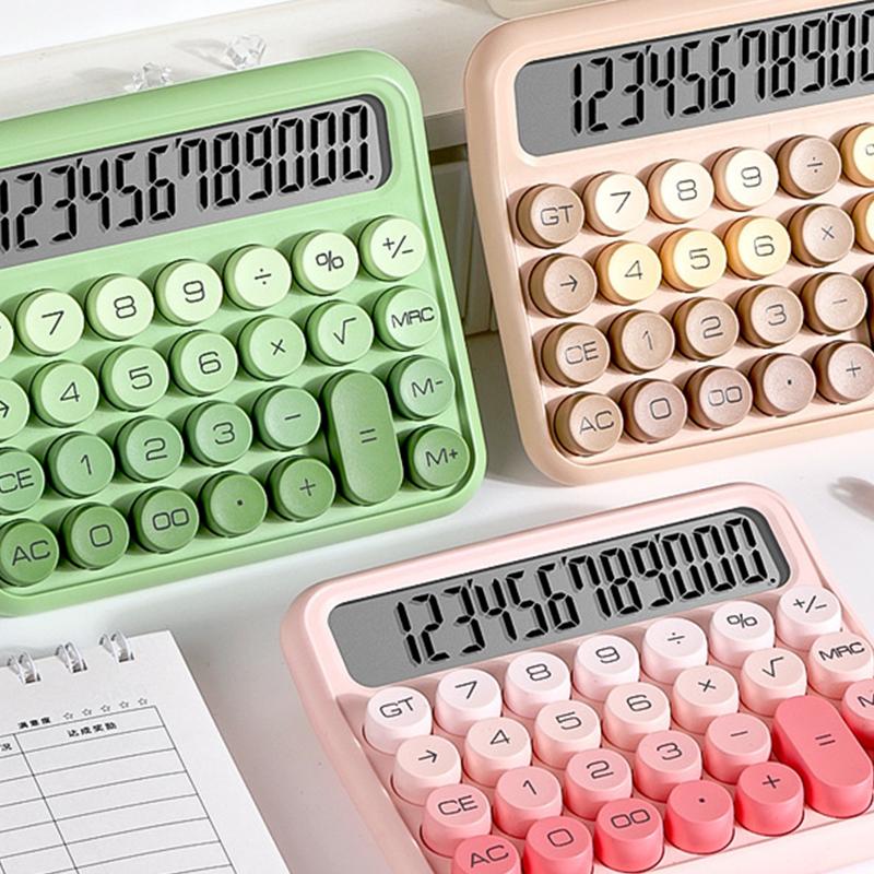 Mekanik Tuşlar Retro Daktilo Hesap Makinesi Kırtasiye Büyük Ekran Vintage Gradyan Renkli Hesap Makinesi Kullanımı Kolay Taşınabilir